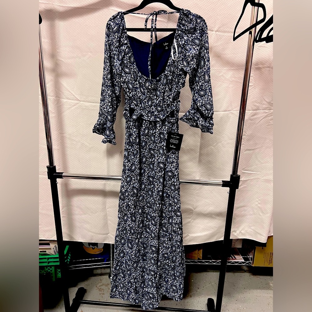 Lulu's Navy Floral Maxi Dress